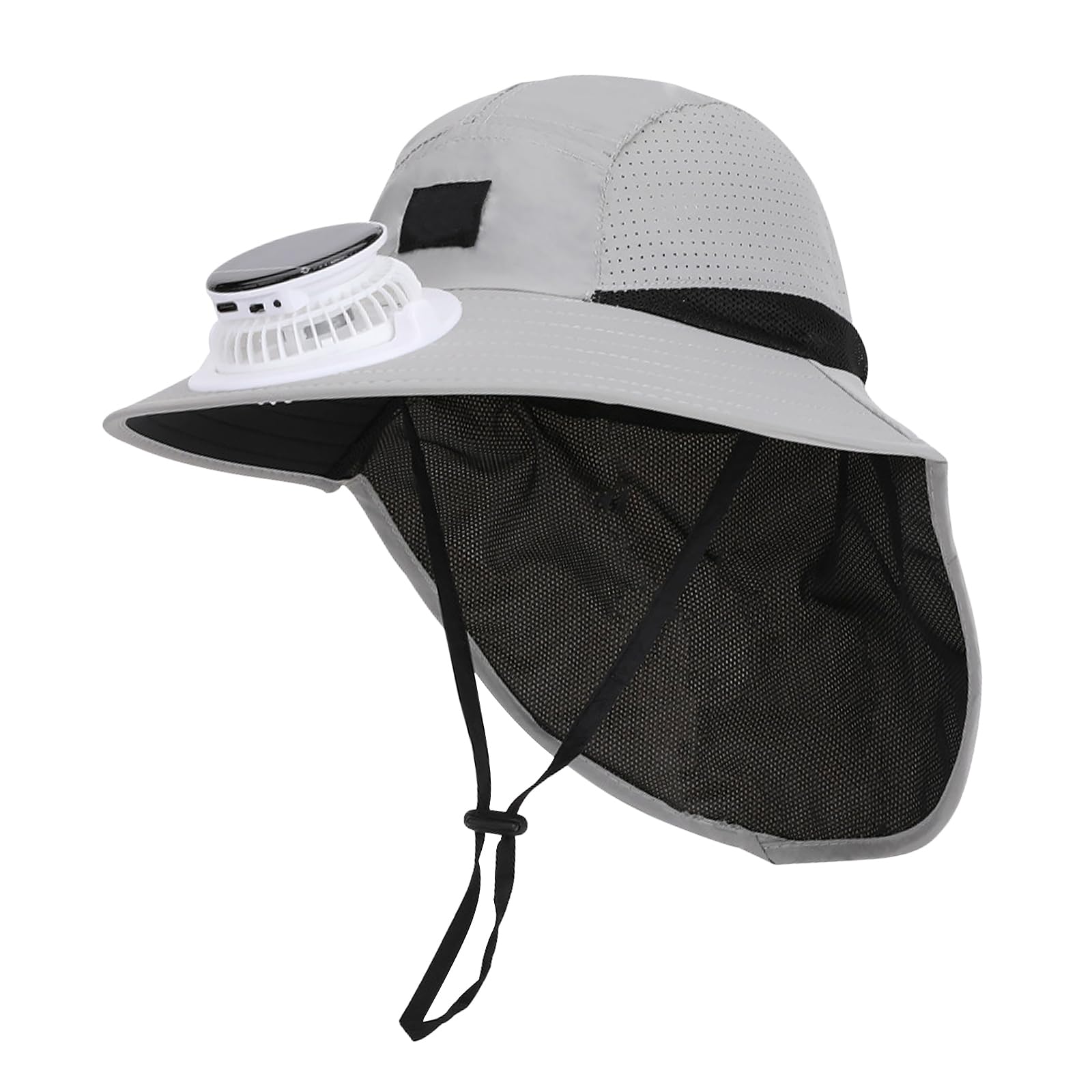 OhMill Chapeau à Ventilateur Solaire pour Enfants Été, à 3 Vitesses, Casquette de Soliel à Large Bord Réglable, Capeline de Pêcheur Respirante pour en Plein Air Plage Pêche Randonnée 8-15 Ans