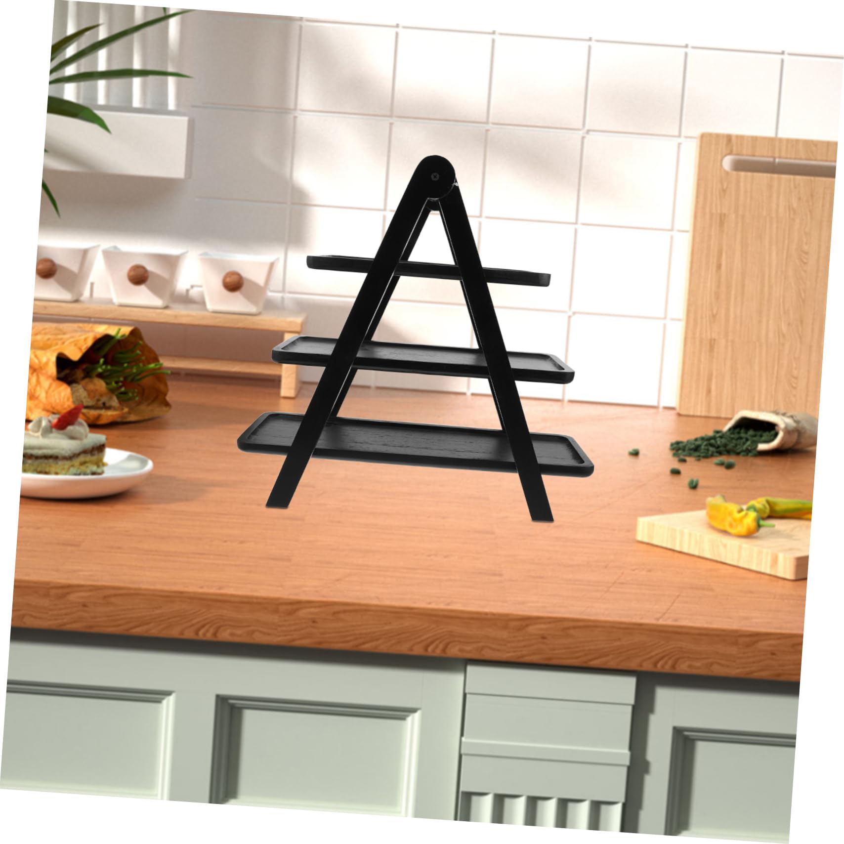Bandejas para Comida,Bandeja Plegable de Madera Servir,Expositor Alimentos Multicapa Que Ahorra Espacio ollas Calientes,restaurantes,cocinas,Estable y eficiente.
