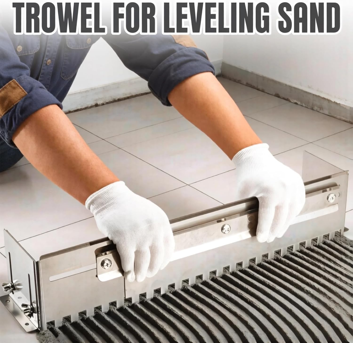 Adjustable Notched Trowel, 300-600mm/400-800mm Mortar Comb with Tiles Levelers & Sand Leveling, Fast Equal Application for Large Flooring/Tiling Paving Tool​ (600-a)