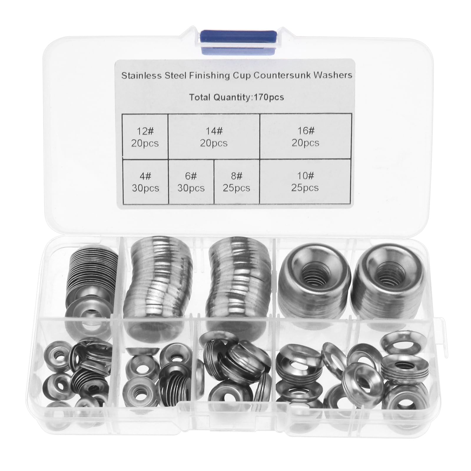 LT Easiyl170pcs Stainless Steel Cup Countersunk Washers #4#6#8#10#12#14#16 Cup Washer Assortment Kit for DIY Production Robotics 3D Printing Equipment