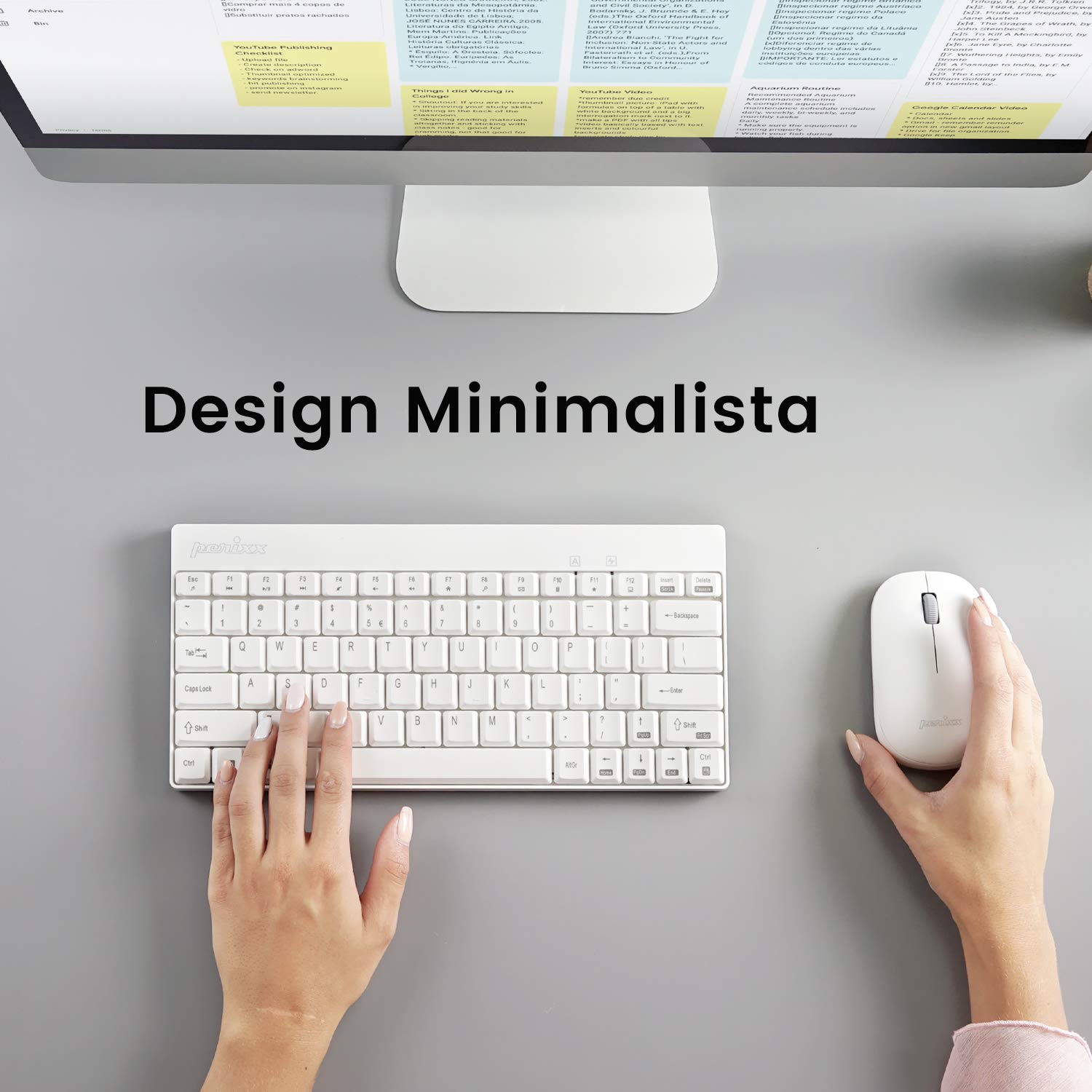 MINI SET TASTIERA e Mouse Wireless, Perixx PERIDUO-712 DE W, Bianco EUR
