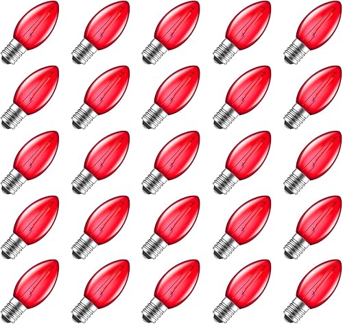 Vista 36 de Bombilla LED verde C7 de repuesto para Navidad, bombillas E12 C7 inastillables de repuesto, bombillas regulables de grado comercial para Navidad