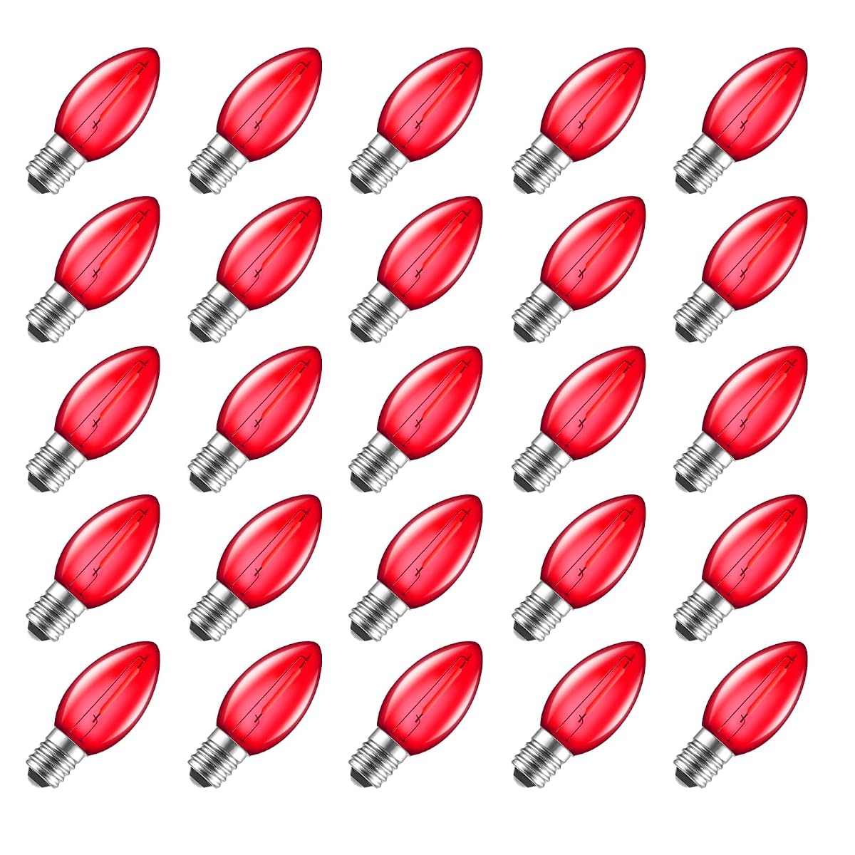 50 Pack Red C7 Led Christmas Light Bulbs, C7 Replacement Bulbs For Outdoor