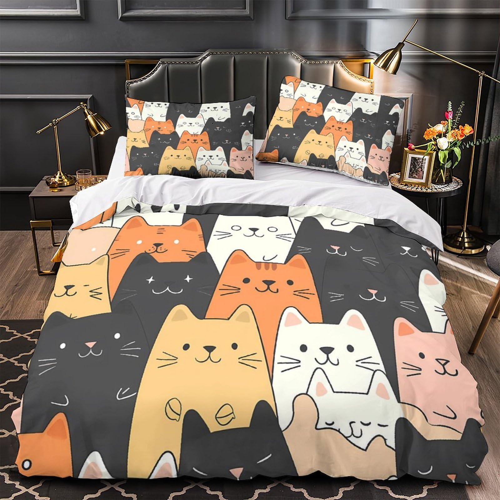 Housse de couette karaté 260x220 cm en microfibre douce avec taies d'oreiller