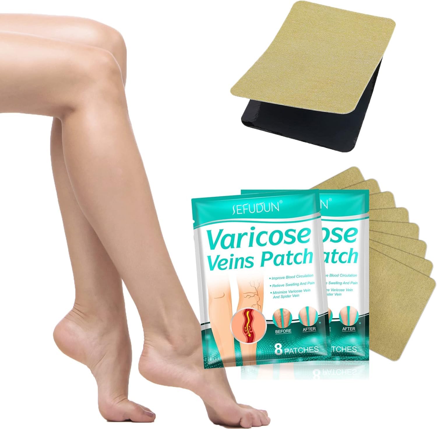 8 Pcs Varicose Veins Patch,Varicose Veins Improve for Legs, Spider Varicose Vein, Strengthen Capillary Health and Improve Blood Circulation