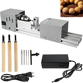 Mini Drehmaschine 125W, Drechselmaschine, Drehbank 2000-8000U/min, 7 Gang Einstellung, Mini-Holzdrehmaschine, Fräsdrehmaschine, Schneiden, Polieren, für Hobbyisten, Holzbearbeitung,Handwerk,Modellbau