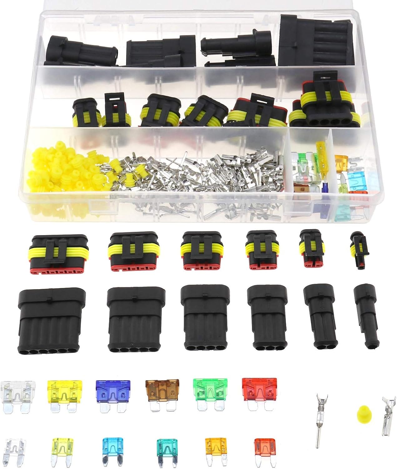 240Pcs Car Electrical Wire Connector with Terminal and Fuses Box