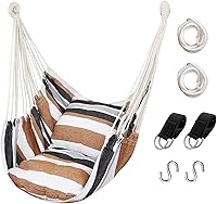 Vista 8 de Hommtina - Silla hamaca colgante con cuerda, silla colgante con bolsillo y durabilidad, soporta un máximo de 300 libras, perfecta para exteriores