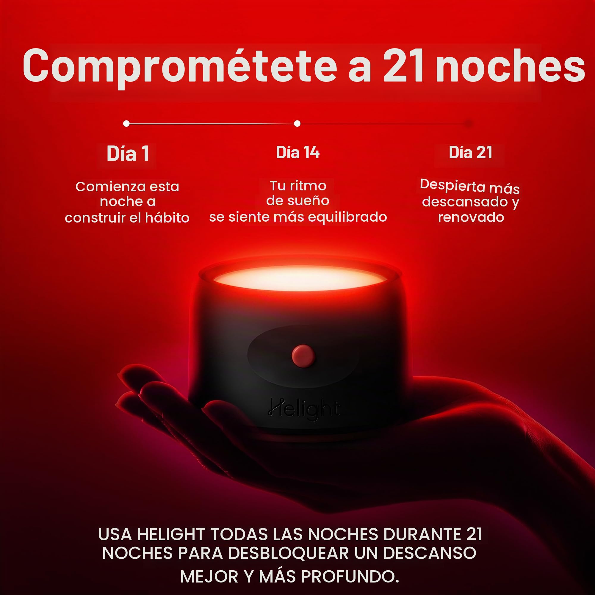 Helight Dispositivo de sueño de terapia de luz roja – Lámpara de luz roja pura de 630 nm para ayudar a la relajación profunda – Lámpara de descanso respaldada por la ciencia para dormitorios de