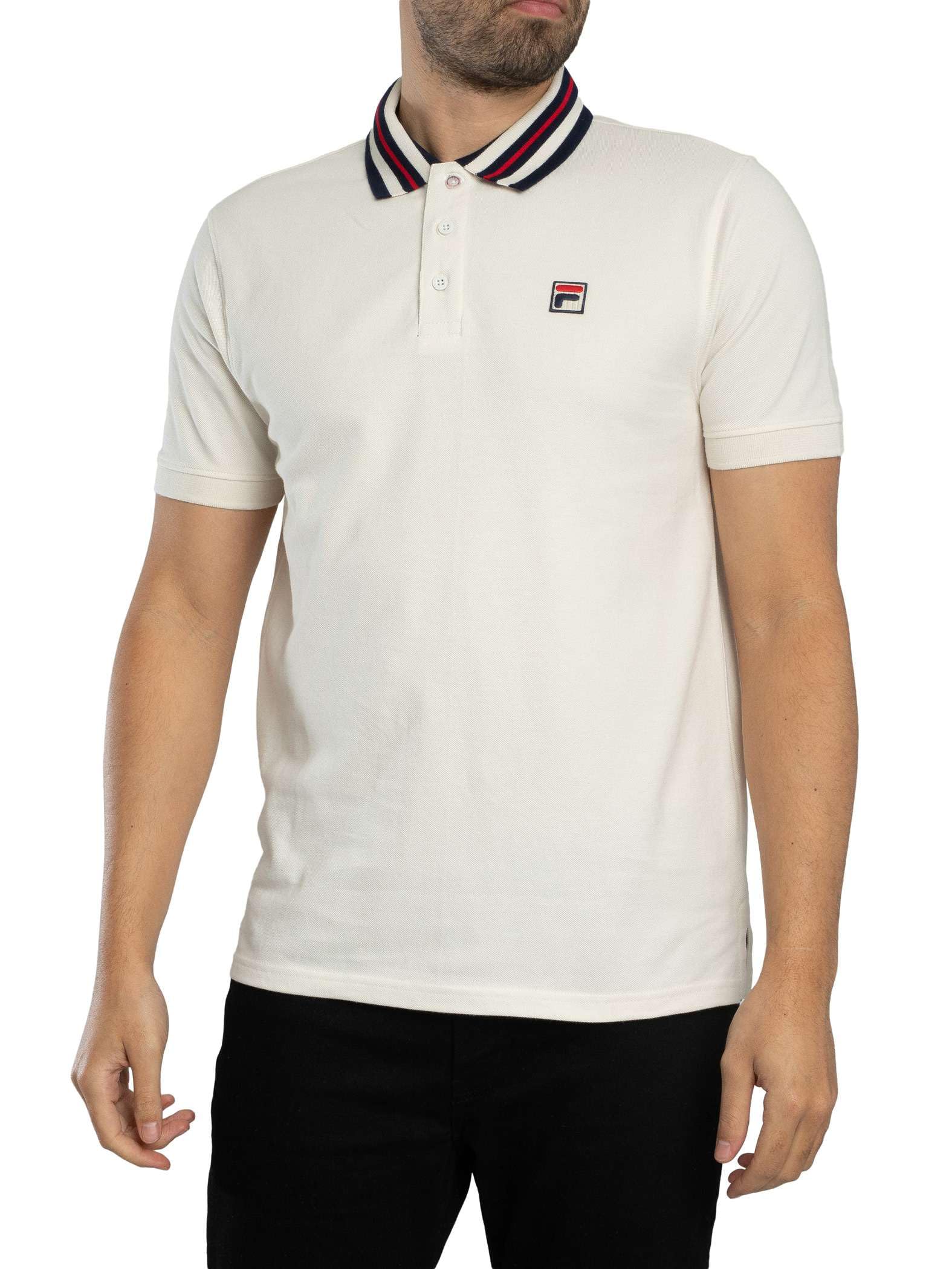 Fila Men's Gardenia Achille Heritage Tape Basic Polo Shirt, M
