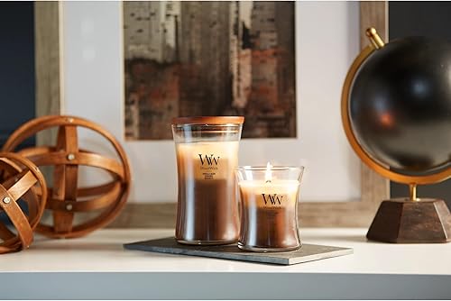 WoodWick Large Hourglass Trilogy Candle, Café Sweets Scented, Premiums Soy Wax Blend, Crackles as it Burns, 21oz(Café Sweets Trilogy,Large Hourglass)