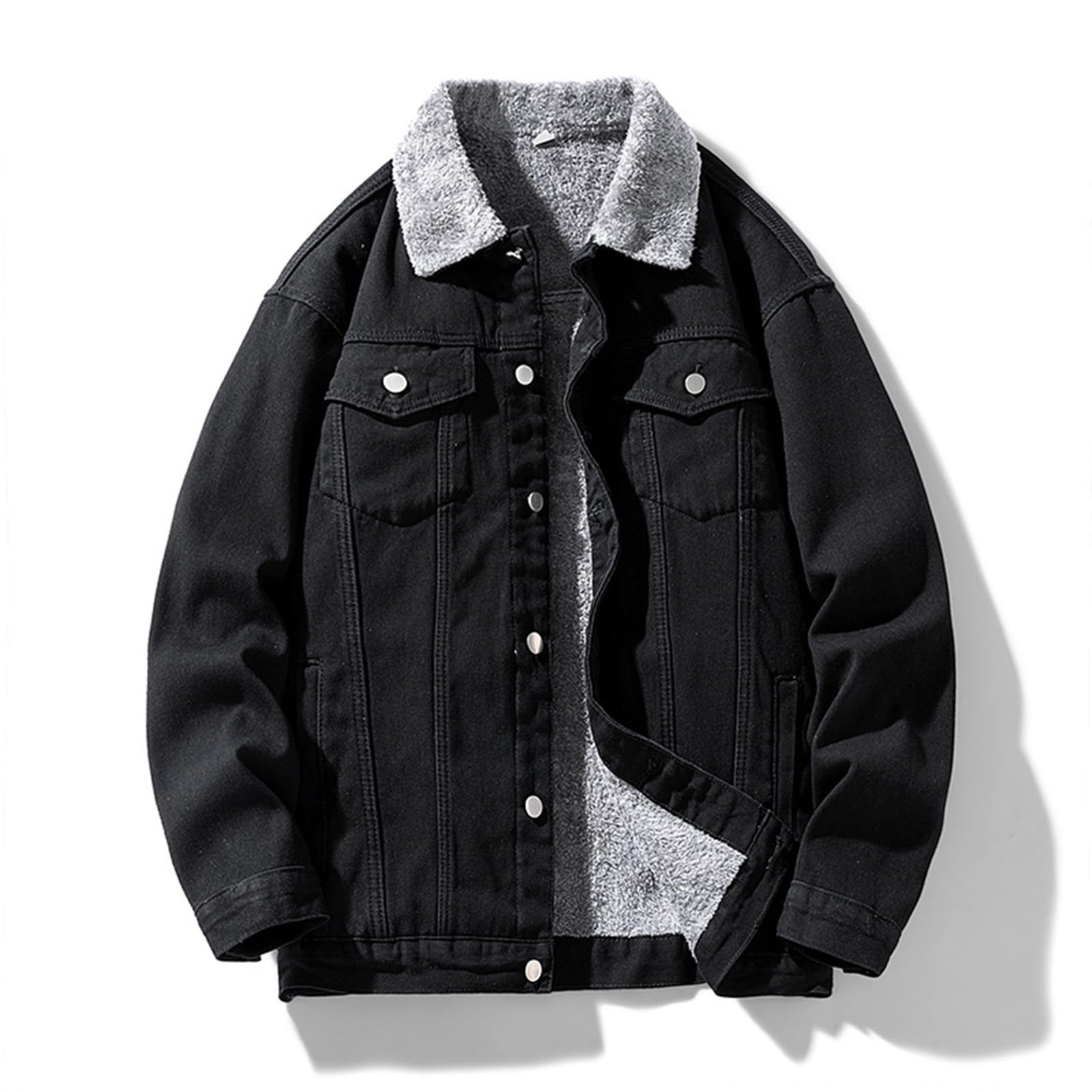 Générique Manteau Homme Hiver Veste Running Vetement De Travail Cardigan Zippé Blouson Winter Jacket Men Chaud Parka Moto Tactique Bucheron Polaire Mi Saison Long Chemise Sport Manteaux D'hiver
