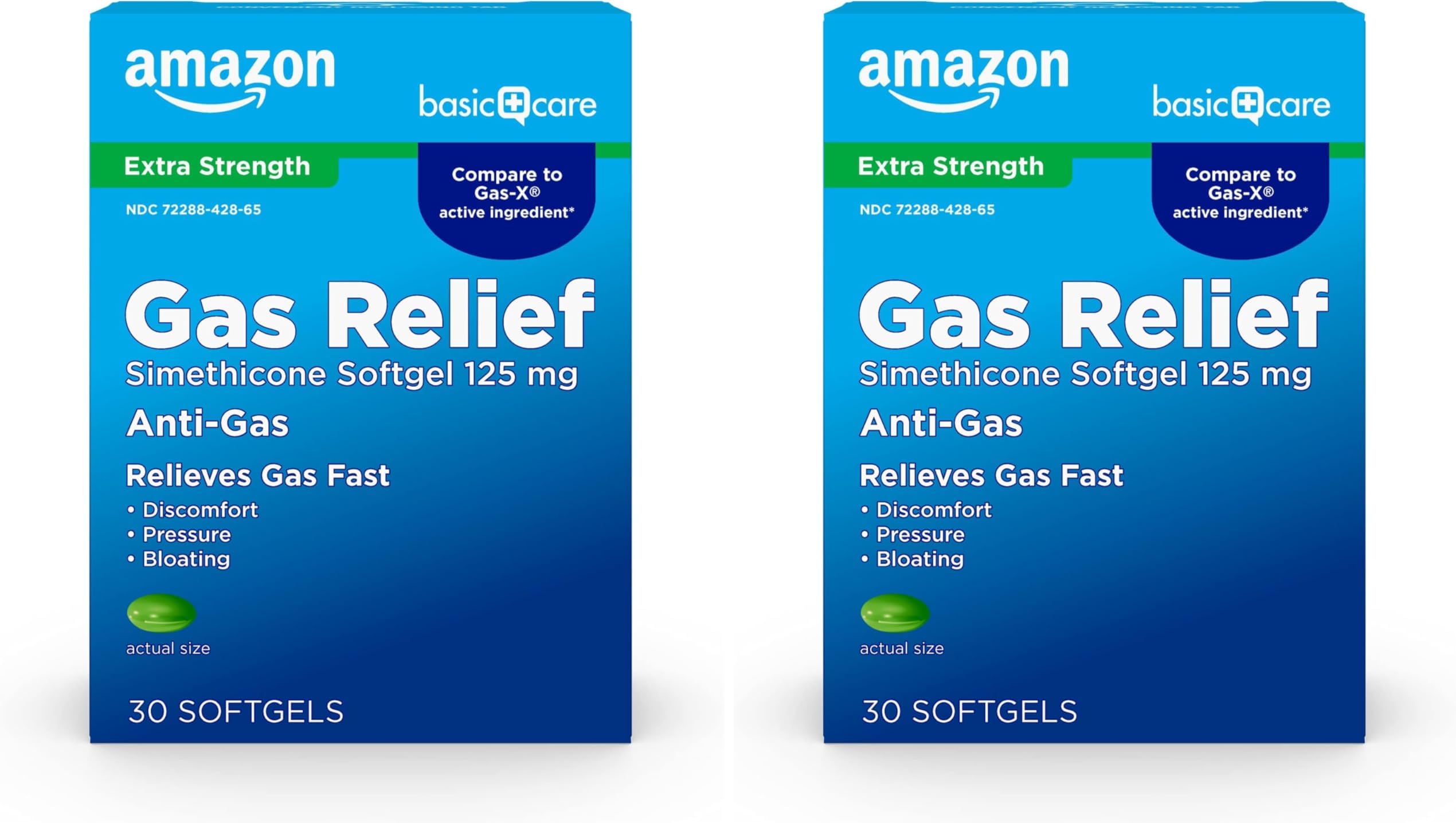 Gas Relief Softgels, Simethicone 125 mg, Extra Strength Antigas for Bloating and Discomfort, 30 Count (Pack of 2)