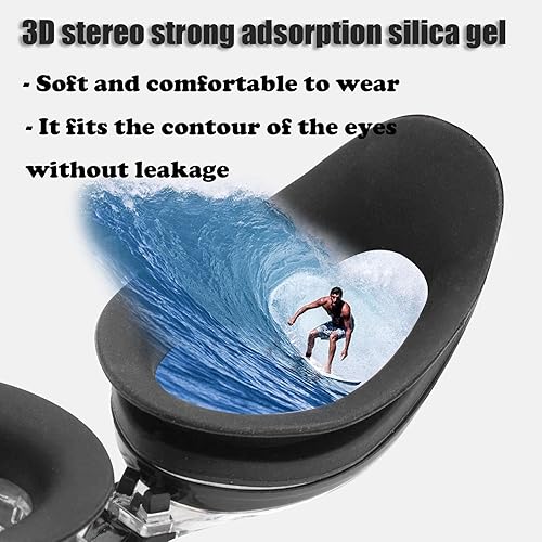 Miniatura 2 de Gafas de natación miopes -2.0D a -8.0D, gafas de natación antiniebla miopes con lente transparente, protección UV sin fugas