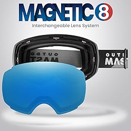 OutdoorMaster Ski Goggles PRO - Frameless, Interchangeable Lens 100% UV400 Protection Snow Goggles for Men & Women (Polarized Sapphire VLT14%)