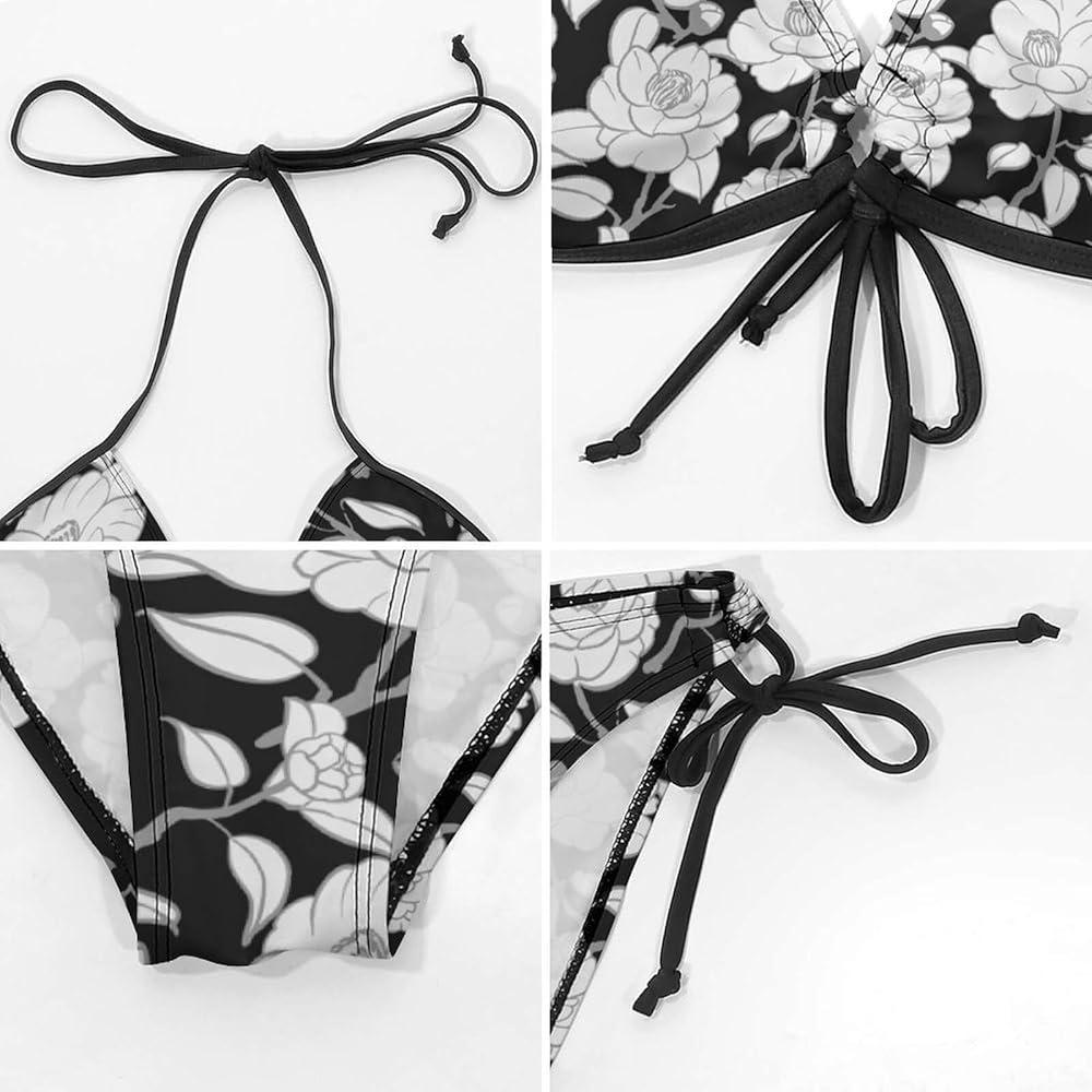Amazon.com: Ysidec Black White Camellia Flowers Women Two