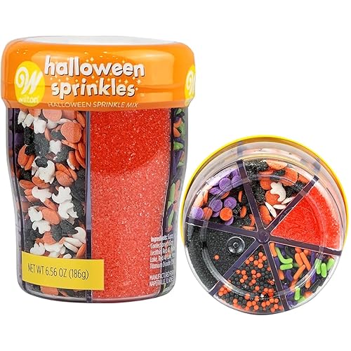 Miniatura 1 de Wilton - Mezcla de chispas de Halloween, 6 celdas surtidas festivas que añaden un toque de Halloween a galletas, pasteles, cupcakes, brownies y