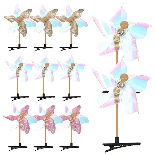 Lurrose 11 pinzas para el pelo de molino de viento, coloridos pasadores para el cabello, horquillas de molino de viento de lentejuelas, accesorios
