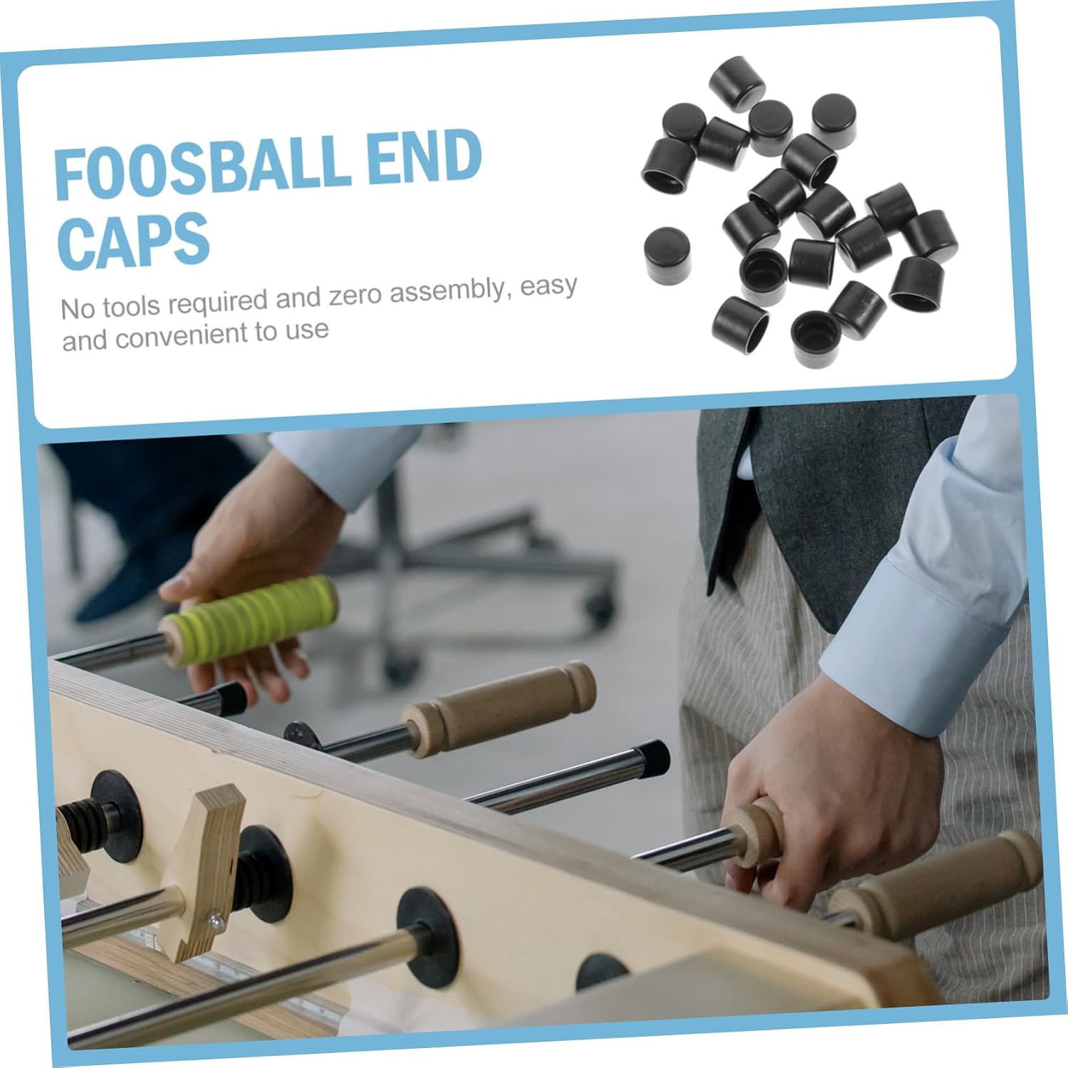 ORFOFE Foosball Accessories End Caps 20pcs Plastic Foosball Hats Soccer Table Rod End Caps