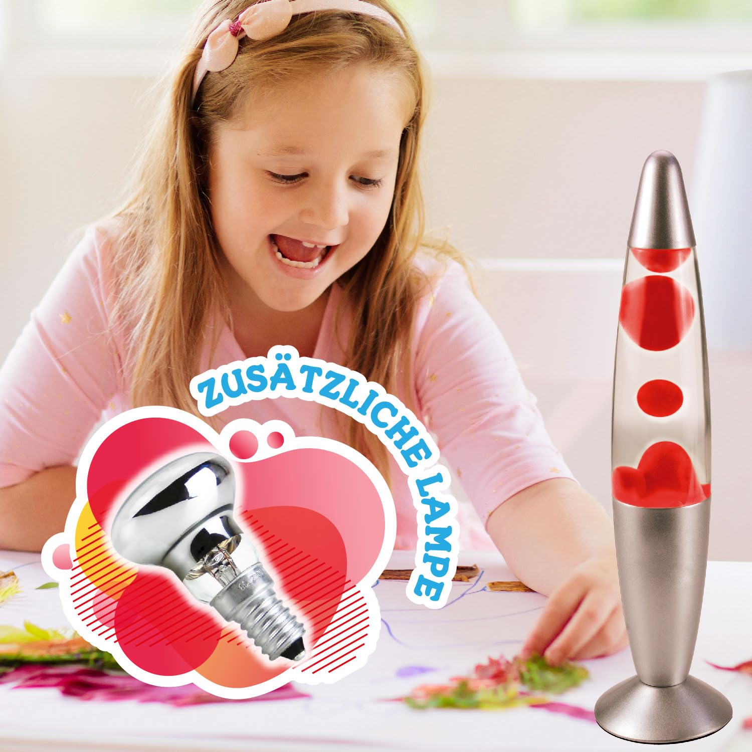 Science4you Lavalampe Rot für Kinder - Baue deine eigenen Lavalampen, Kinderlampe mit rotem Nachtlicht + Zusätzliche Glühlampe, Spielzeug, Spiele, Geschenke ab 8-14+ jahre für Jungen und Mädchen