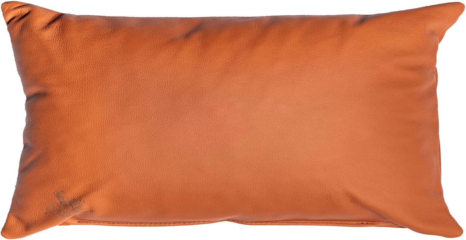 Centaur - 100% Genuine Leather Cushion - Brown Cognac 19,68 x 19,68 inch Leather Pillow for Sofa or Bedroom Decorative Easy-Care couche Bolster - Handmade in Germany