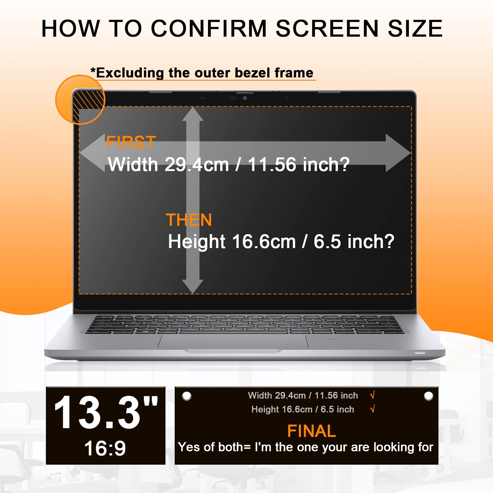 Laptop Privacy Screen 13.3 Inch Compatible with Hp/ Dell/ Acer/ Samsung/ Asus/ Toshiba/ Sony/ Thinkpad, Removable 16:9 Aspect Privacy Filter Screen Protector for 13.3Inch Laptop, Anti Blue Light Glare Laptop Screen Privacy Shield 13.3 in by Mamol