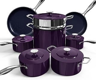 NuWave Lux 13pc Forged Lightweight Cookware Set: PFAS-Free G10 Duralon Ceramic, Ultra Non-Stick, Induction & Oven Safe to 500°F