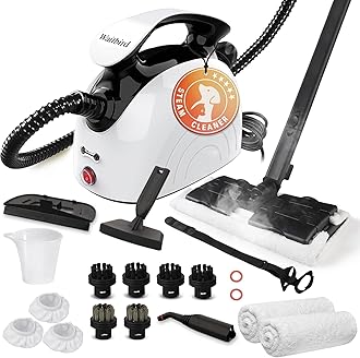 Steam Cleaner, Handheld Steamer with 21 Accessories, 248°F High-Temperature Steam for Floors, Grout, Tiles, Carpet, Cars - Portable 1.08L Tank, Child Lock, Chemical-Free Cleaning