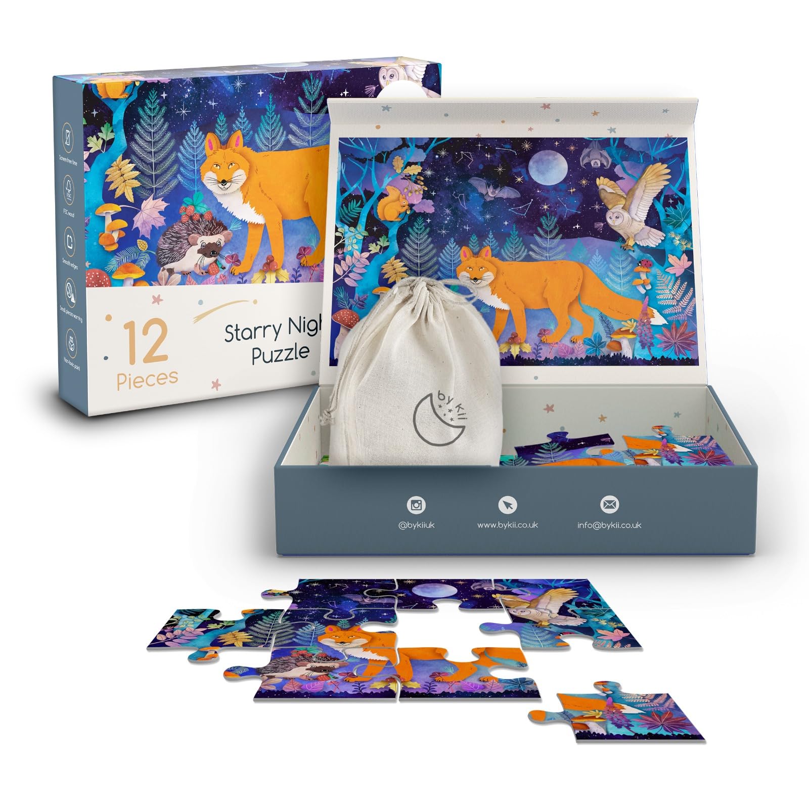 By Kii 12 Piece Starry Night Jigsaw Puzzle for Kids Age 2+ Years