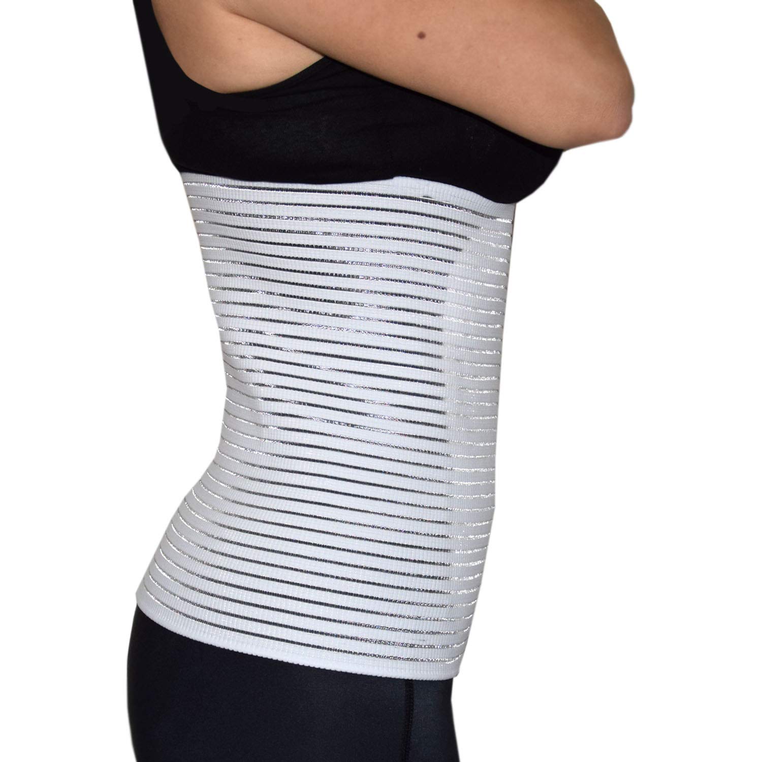 Fascia addominale Post operatoria Unisex contenitiva parto operazione Allevia mal di schiena chiusura a strappo regolabile H 28 Bianco L