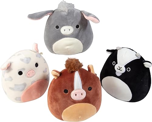 Miniatura 2 de Squishmallow Farm - Paquete de 4 juguetes de peluche oficiales de Jazwares de 5 pulgadas, Jason Donkey, Rosie Pig, Brisby Horse, Gregory Goat,