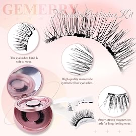 GEMERRY Magnetic Eyelashes with Applicator Magnetic Lashes Natural Look No Glue No Eyeliner Needed Soft Strip Lashes