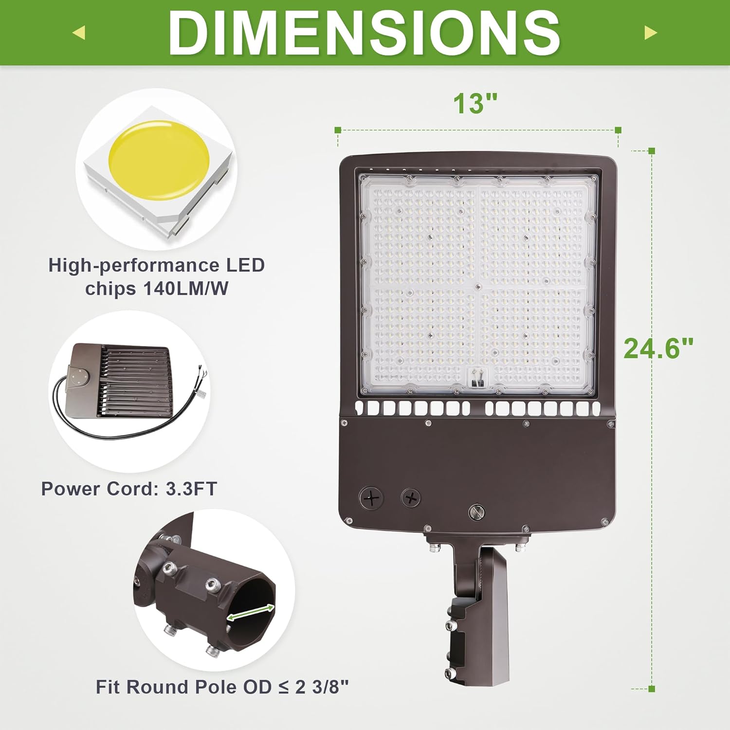 480V 300W LED Parking Lot Light, 1000W MH Equiv. 42000LM LED Shoebox Pole Lights 5000K Daylight, Slip Fitter Mount Commercial Area Lights for Street, Parking Lot, 277-480V AC UL&DLC Certified