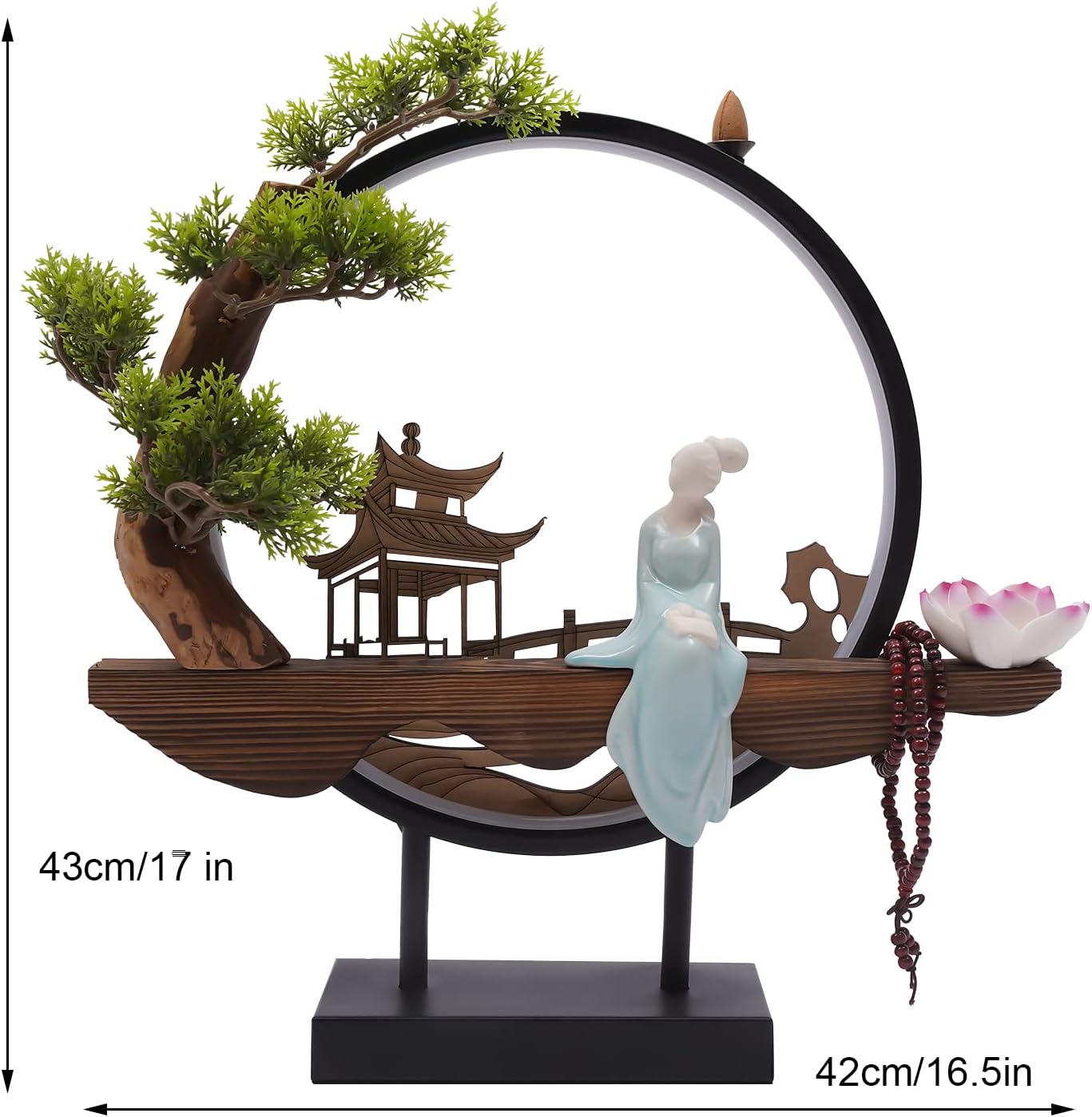 Incense Burner, LED Backflow Incense Burner Incense Holder for Sticks with USB Cord, Ceramic Tabletop Classical Incense Waterfall Incense Cone for Home Office Decor (Style 1)