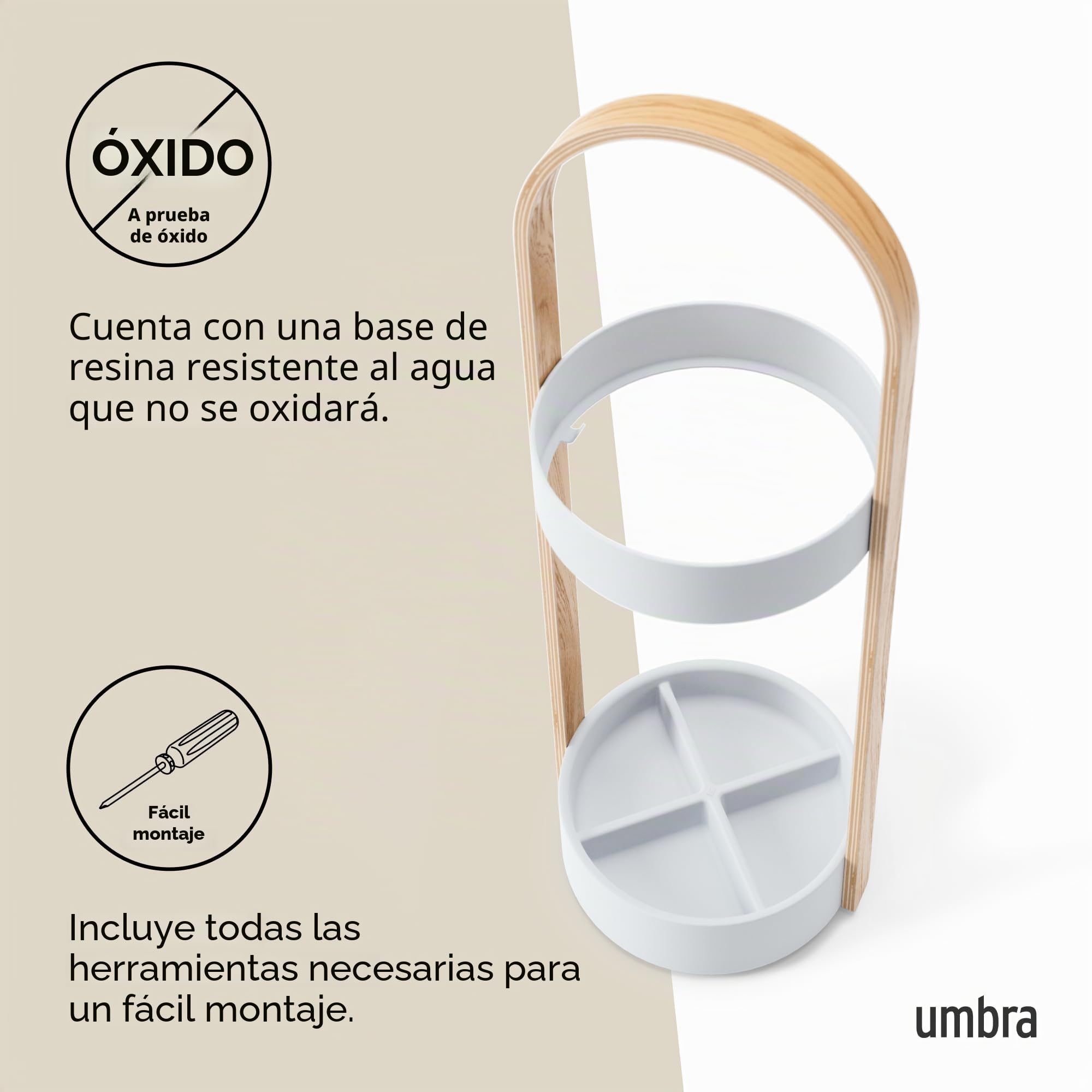 Umbra Bellwood Portaparaguas Acero Blanco Natural