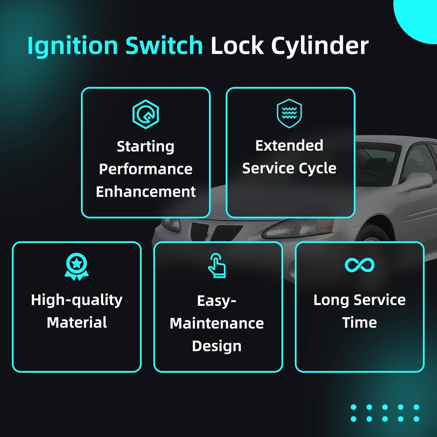 Ignition Switch Lock Cylinder with 2 Keys Compatible with Pontiac Grand Prix 2004 2005 2006 2007 2008, Replace Part Number 19207987