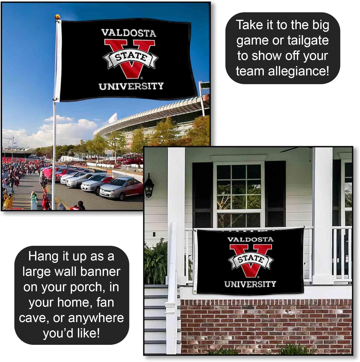 Valdosta State Blazers Black Large Grommet Banner Flag - Image 4