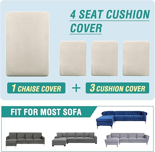 Vista 188 de OKYUK Fundas de sofá seccional en forma de L, 3 piezas, fundas de cojín para sofá seccional de terciopelo en forma de L, fundas elásticas para sofá
