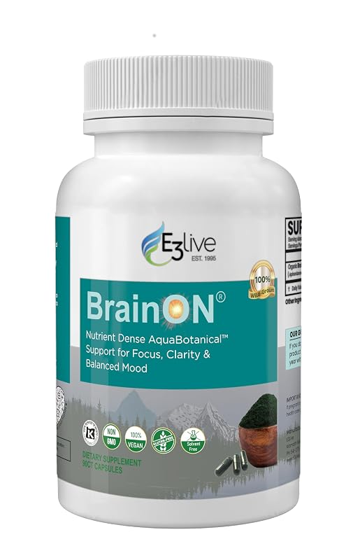 E3LIVE Suplemento Fitoterápico de AFA com Phenylethylamine (PEA) e Phycocyanin (PC) 500 mg, 90 cápsulas