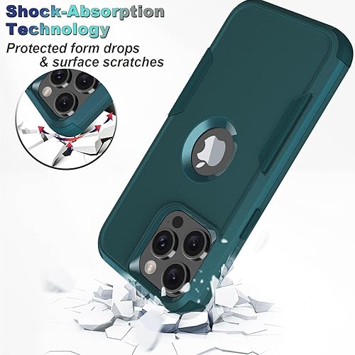 Miniatura 2 de Funda para iPhone 15 Pro Max, 2 protectores de pantalla de vidrio templado, a prueba de caídas de 10 pies, antideslizante, a prueba de golpes,