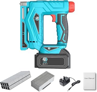 2-in-1 Cordless Nail Gun & Staple Gun, 18V Battery Powered Brad Nailer with 1000 Nails/Staples, Two Firing Modes - Single Firing & Contact Firing, Electric Nail Gun for Woodworking, Upholstery, DIY