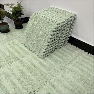 10 Alfombrillas De Espuma Entrelazadas, Alfombra De área De Felpa, Alfombra De Piso De Rompecabezas Entrelazada De 12 X 12 In, Alfombra Suave Para Dormitorio(Color:Verde claro)