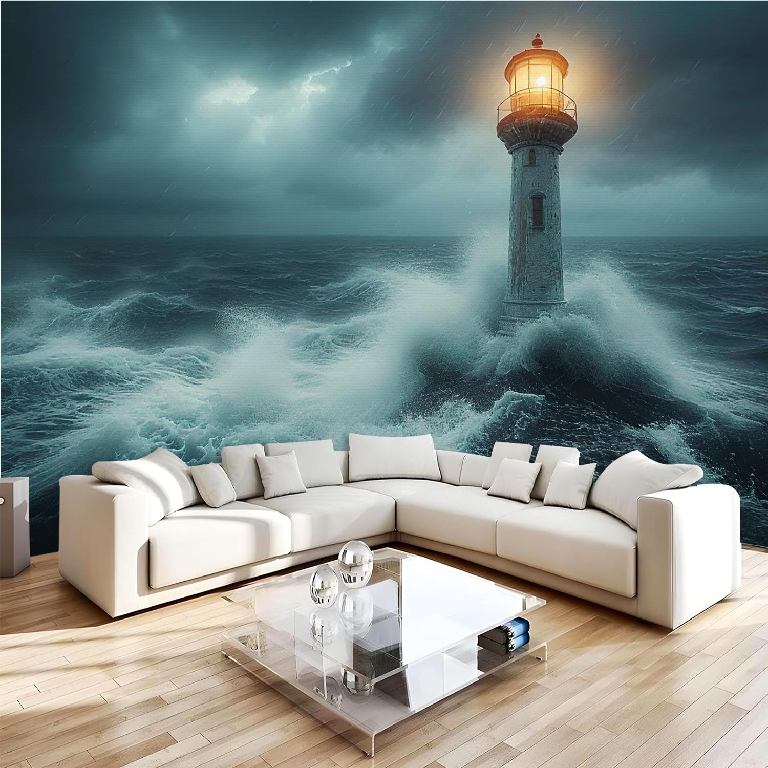 Papier peint panoramique 3D phare 400x280 cm pour salon