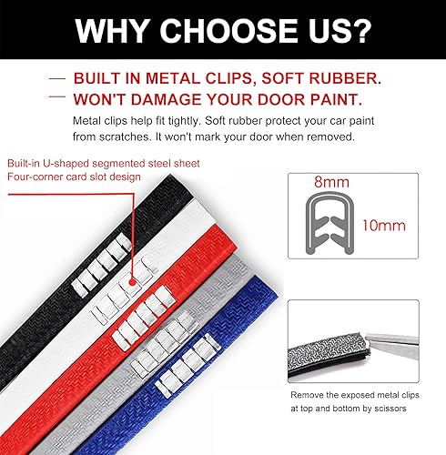 Miniatura 3 de COYOUCO Protectores de borde de puerta de automóvil, protector de sello de goma de 32 pies32.8ft en forma de U, protección de borde de puerta de