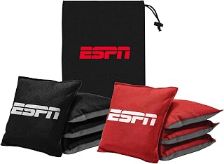 ESPN Cornhole Bags and Travel Case, Regulation Size and Weight (Set of 8) Ideal for Kids Games and Outdoor Games