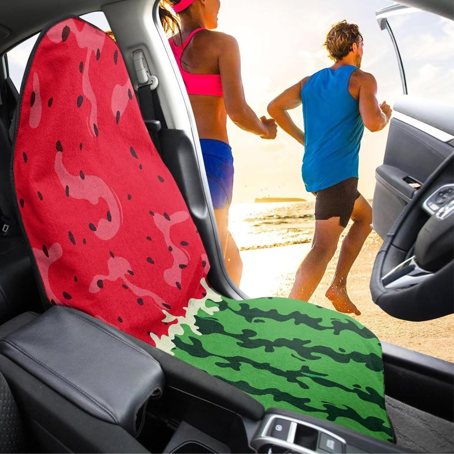 Watermelons Print Waterproof Sweat Towel Car Front Seat Covers Bucket Seat for Post Gym Workout,Running,Swimming,Universal Fit Seat Protector for Cars,SUVs and Trucks
