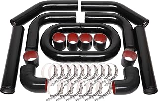 8PCS Universal Aluminum 3 Inch Intercooler Piping U-Pipe Black Kit & T-Bolt Clamps & Black Coupler (3 Inch)