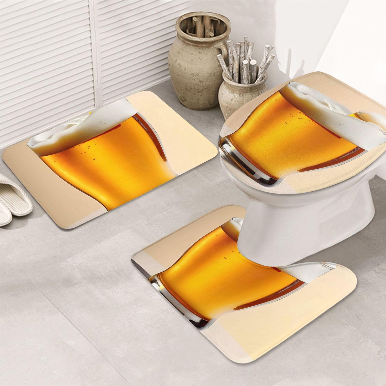 Tapis de salle de bain en microfibre absorbante lot de 3 avec tapis contour U lavable