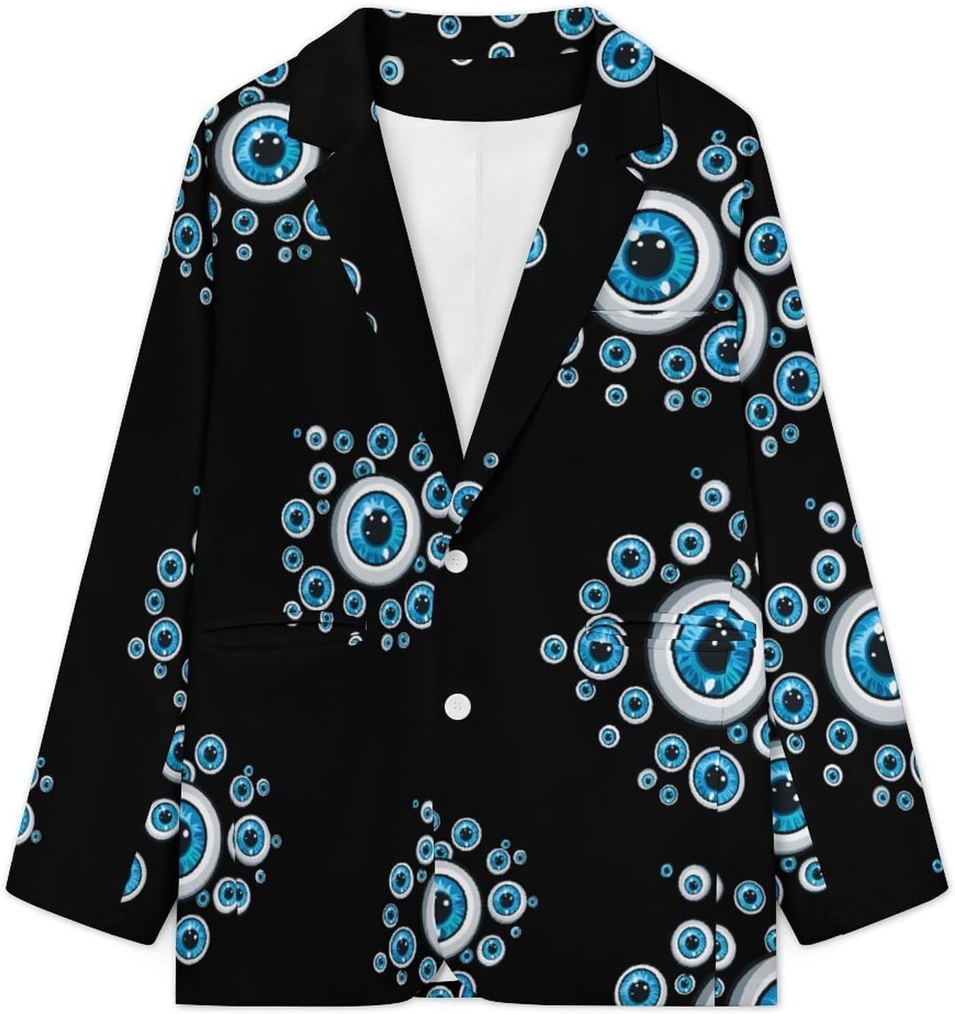 Turkish Blue Evil Eyes Mens Casual Blazer Two Button Lightweight Sport Coat Suit Jacket