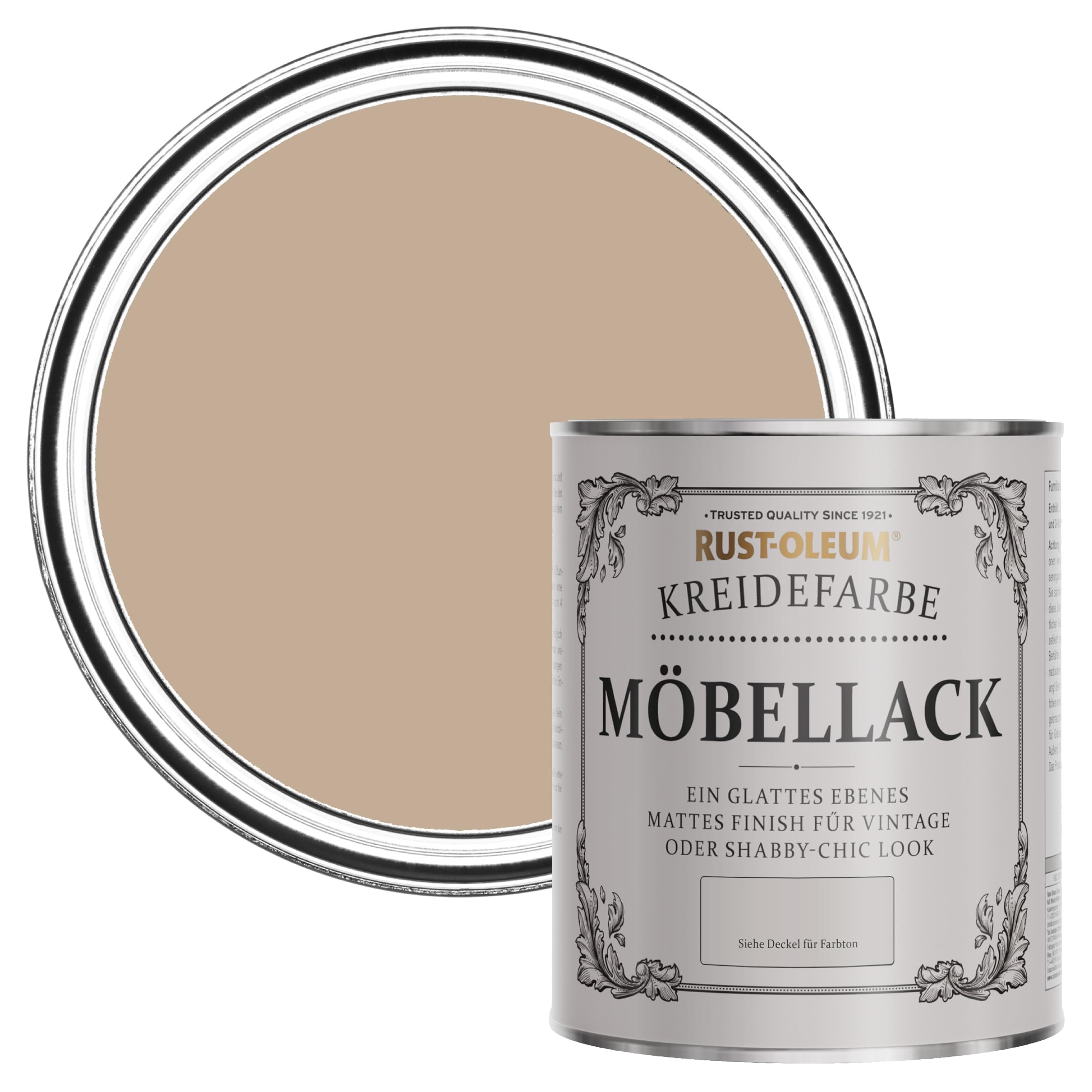 Rust-Oleum Shabby Chic braun Vintage Kreidefarbe für Möbel, wasserbasiert, geruchsarm - Gesalzenes Karamell 750ML